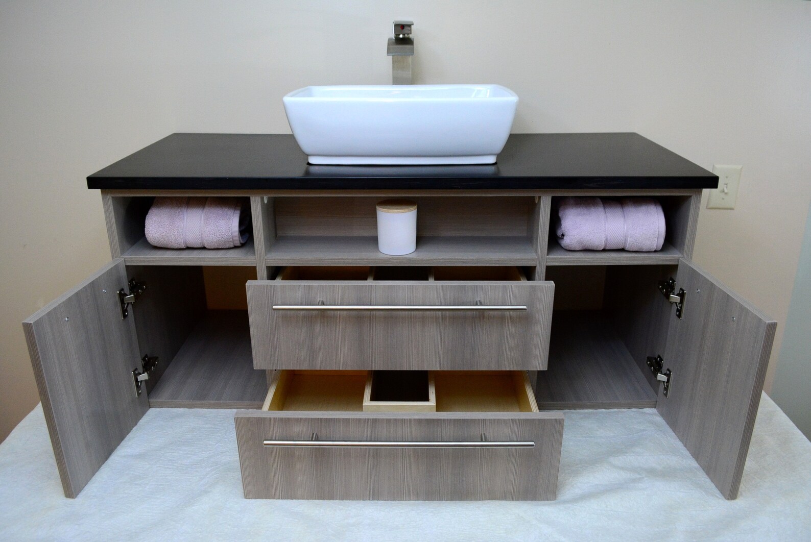 Modern Floating Hanging Bathroom Vanity w/ Open Etsy