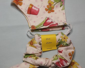 ADULT COVID COUTURE - Matching mask & scrunchie - "Covid Couture" to accessorise your outfits - adult size