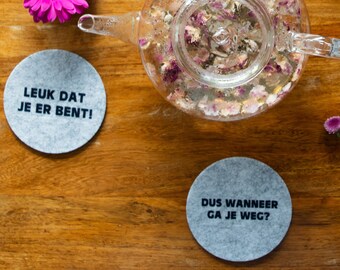 Four double sided felt coasters, felt coaster, double sided printed felt coaster