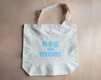 Robuste bedruckte Canvas-Tasche – „Dog Mom“-Einkaufstasche