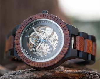 Armbanduhr, Herrenuhr aus Holz mit Gravur | Personalisiertes Geschenk für ihn, 21. Geburtstag Geschenk, Vatertagsgeschenke