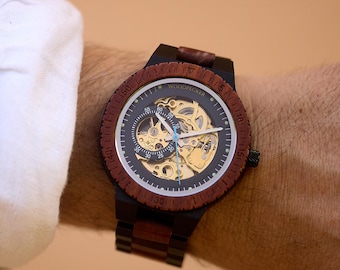 Engraved Watch, Wooden Watch for Men | Personalized gift for him, 21st birthday gift, 5th anniversary gift, new dad gift