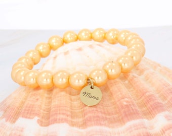 Custom Pearl Bracelet, Engraved Bracelet, Personalized Jewelry | Bridesmaid Gifts, Handmade Jewelry gift for her