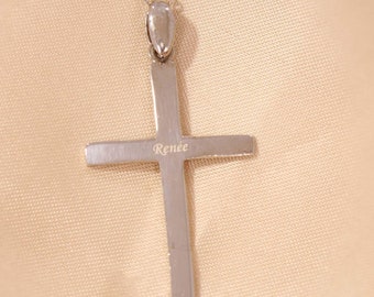 Collier croix gravée, collier gravé | Cadeau de bijoux faits à la main pour elle, cadeau commémoratif