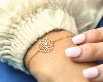 Pulsera delicada con mandala - Regalos de joyería hechos a mano para ella - Regalos de San Valentín, Regalo de novia