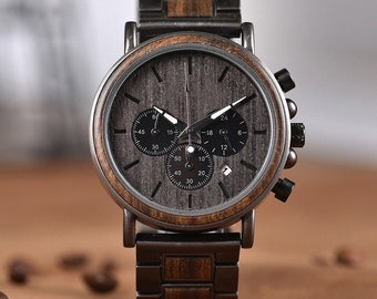 Montre gravée, montre pour homme, montre en bois | Montres en bois pour homme | Cadeau d'anniversaire pour petit ami, cadeau d'anniversaire, cadeaux de fête des pères