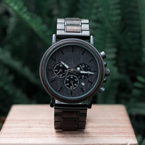 Gegraveerd horloge | Gepersonaliseerde cadeau voor hem, jubileumcadeaus voor mannen |  Houten horloges voor heren, herenhorloge