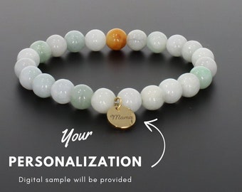 Pulsera de jade personalizada, pulsera de cristal, pulsera grabada, pulsera de piedras preciosas, joyería de jade / regalo de joyería personalizado para ella
