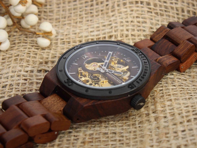 Engraved Watch for Men, Wooden Watch Personalized Gift for Him, Anniversary Gifts, Personalized Father's day Gifts image 8