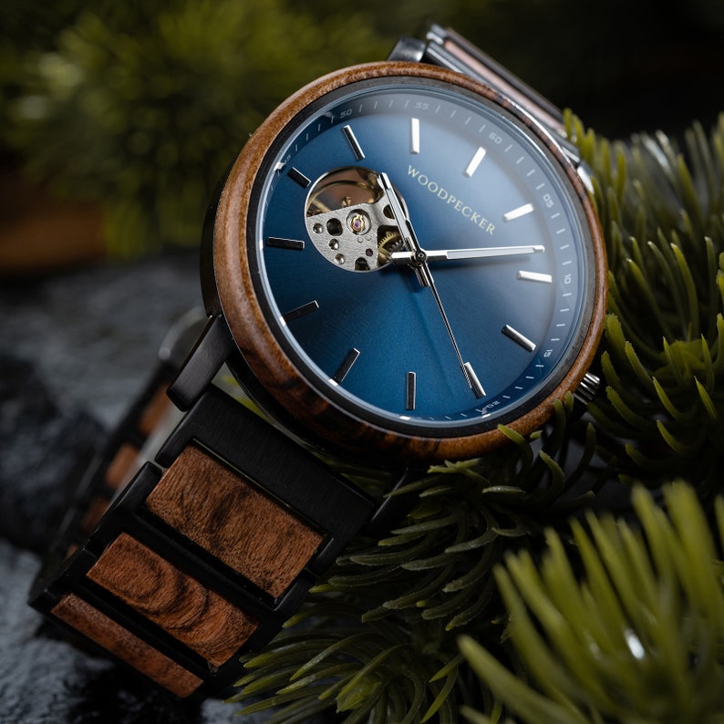 Armbanduhr, Herrenuhr, Holzuhr, Automatikuhr 1 Jahr Jahrestag Geschenk für Freund, personalisierte Geschenke, Groomsmen Geschenke Bild 5