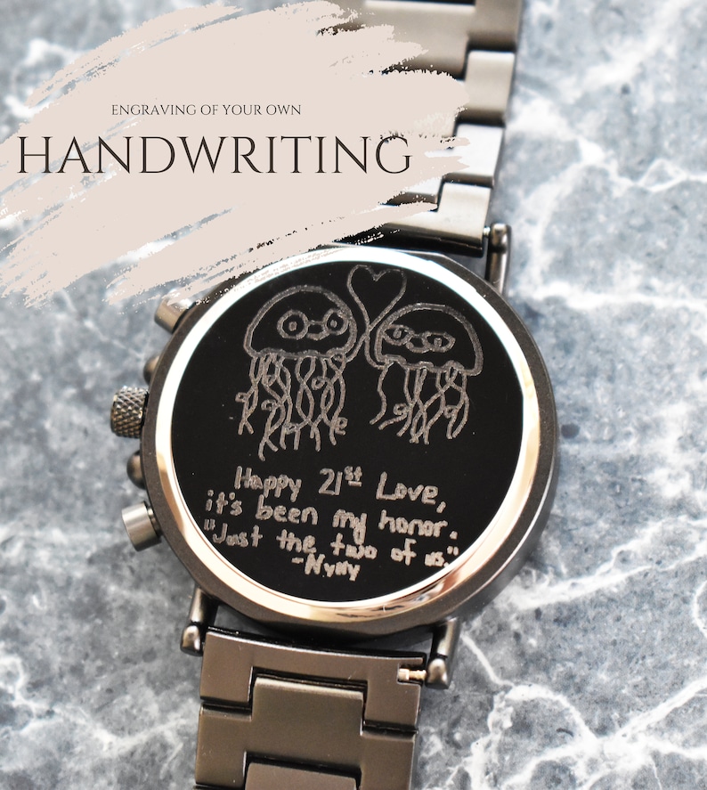 Uhr mit Gravur Personalisiertes Geschenk für Ihn Herrenuhr, Uhren für Männer, Holzuhr Geschenke für Papa, Jahrestagsgeschenke für Männer Yes, handwriting