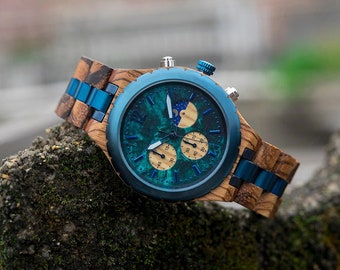 Gegraveerd herenhorloge, houten horloge | Gepersonaliseerd cadeau voor hem, jubileumcadeaus voor hem, verjaardagscadeau, Valentijnsdagcadeaus voor mannen