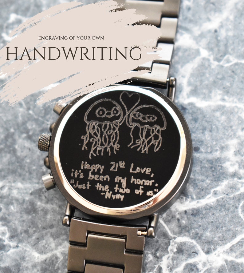 Armbanduhr mit Gravur für Herren, Holzuhr Personalisiertes Geschenk für ihn Herrenuhr Holzuhr 1. Jahrestagsgeschenk für Freund Yes, handwriting