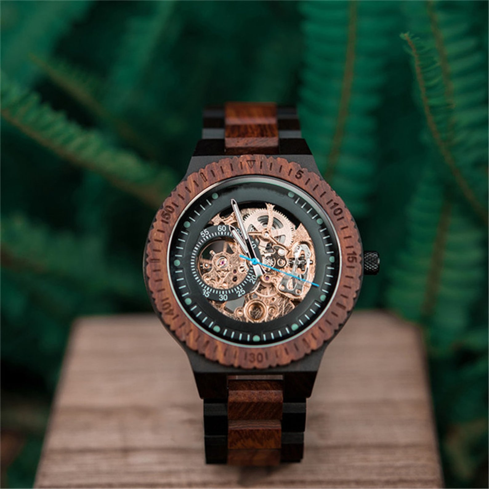 Engraved Watch Automatic Watch Mechanical Watch Wood