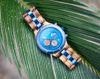 Reloj de madera grabado para hombre / Regalo personalizado para él / Reloj grabado, Relojes para hombre / Regalo de aniversario de 1 año para novio