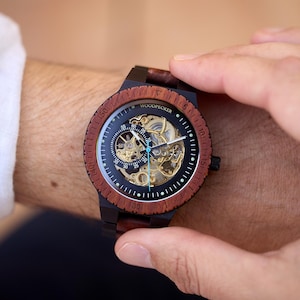 Engraved Wooden Watch | Automatic Watch for Men, Wood watch, personalized watch | Engraved Watch personalized anniversary gift for him image 6