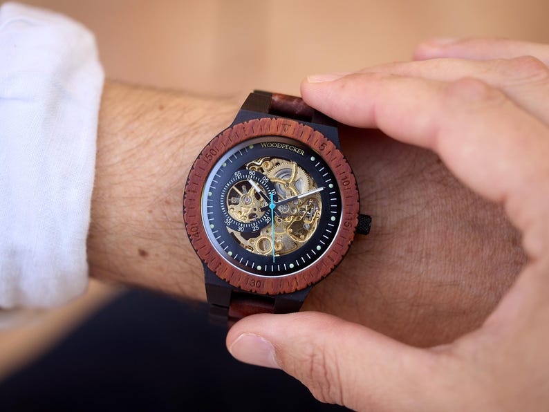 Engraved Wooden Watch | Automatic Watch for Men, Wood watch, personalized watch | Engraved Watch personalized anniversary gift for him image 6