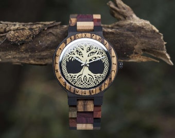 Montre Arbre de Vie gravée sur mesure | Cadeaux d'anniversaire personnalisés pour lui, cadeau d'anniversaire, cadeau de petit ami, cadeaux de Saint-Valentin pour lui