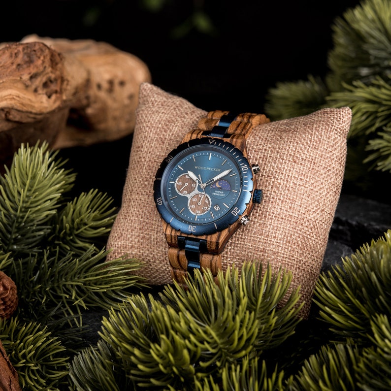 Gravierte Holzuhr für Herren Personalisiertes Geschenk für Ihn Gravierte Uhr, Uhren für Herren Geschenk zum 1-jährigen Jubiläum für den Freund Bild 6