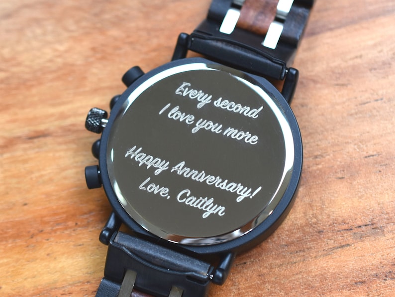 Engraved Watch for Men, Wooden Watches for Men Personalized Gift for Him, Anniversary Gifts, Christmas Gifts image 5