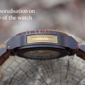 Engraved Wooden Watch | Automatic Watch for Men, Wood watch, personalized watch | Engraved Watch personalized anniversary gift for him image 3