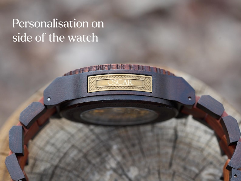 Engraved Wooden Watch | Automatic Watch for Men, Wood watch, personalized watch | Engraved Watch personalized anniversary gift for him image 3