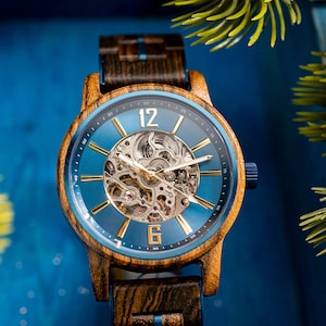 Montre homme gravée, cadeau personnalisé pour lui, montre en bois, montre automatique, montre en bois cadeau d'anniversaire personnalisé, cadeau fête des pères image 6