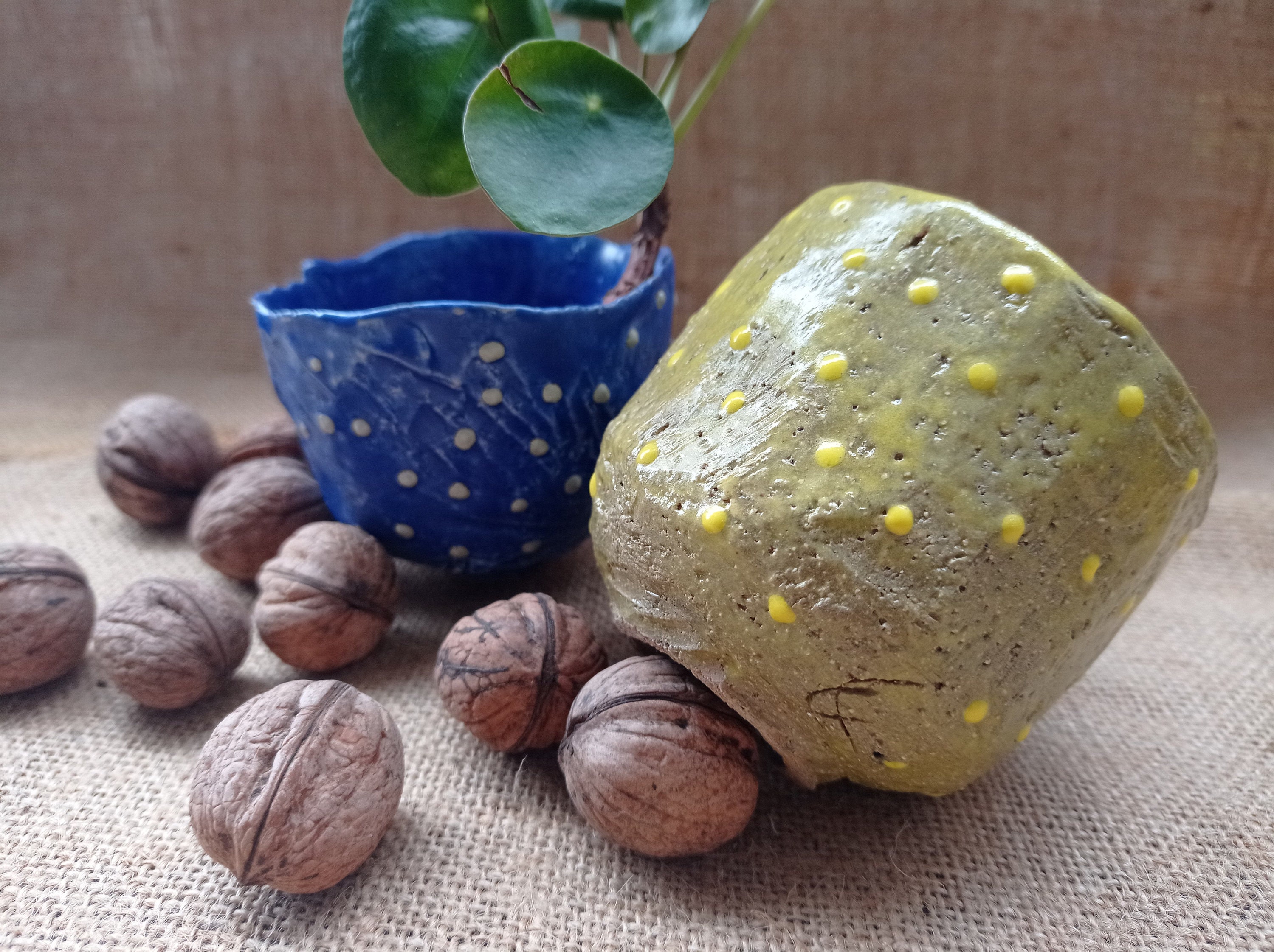 Petit Planter Céramique, Petit Pot à Points Pour Plante ou Objet, Cadeau Idéal