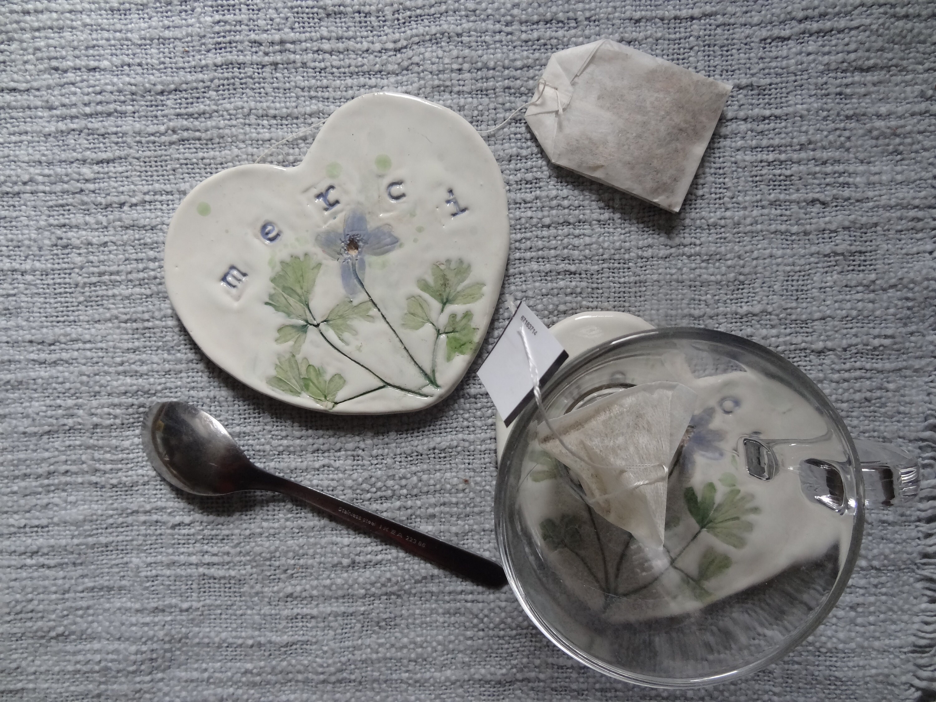 Sous Verre Céramique, Empreinte Lavande. Cadeau Unique Merci Maitresse, Maitre, Fin d'année