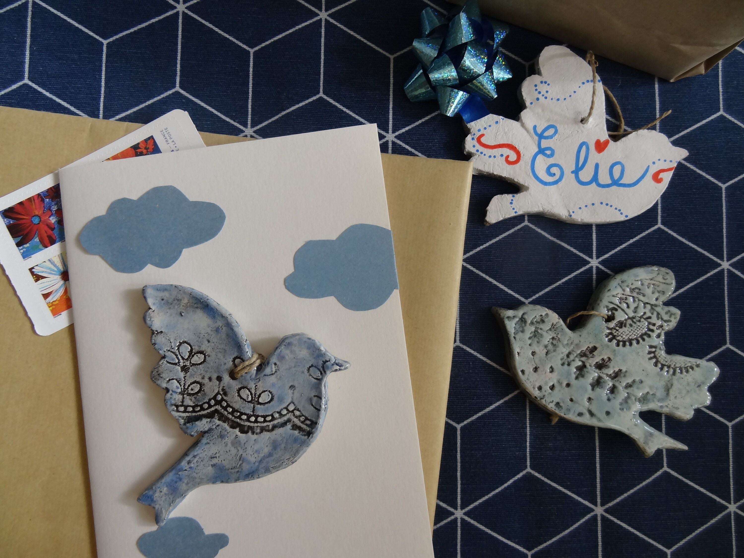 Décorations Oiseaux en Céramique à Personnaliser, Suspensions Pour Le Sapin, ou Personnaliser Les Ca