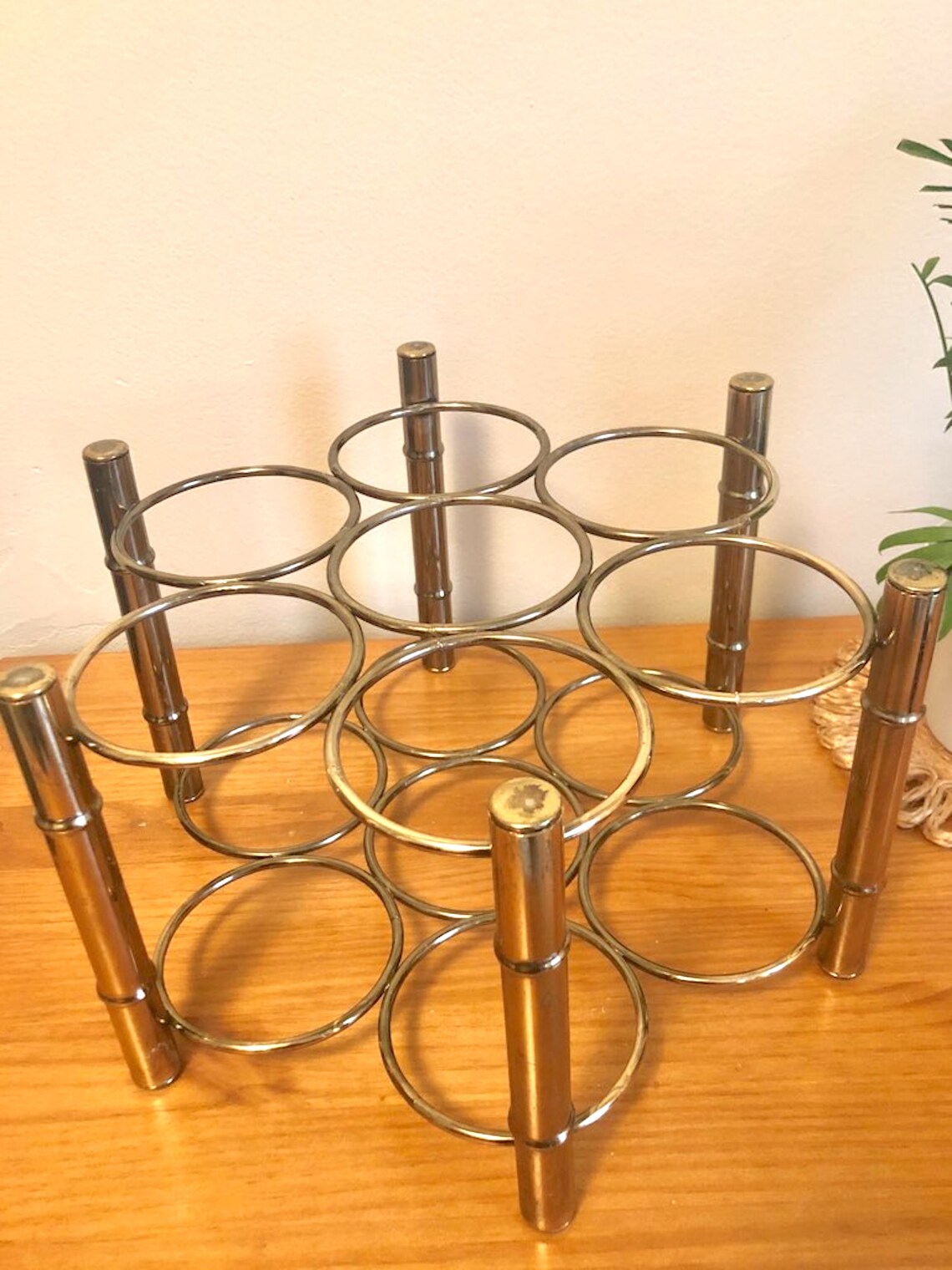 Vintage Brass Bamboo Wine Rack Etsy