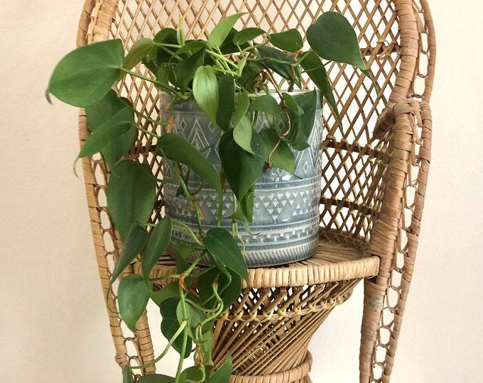 Wicker Peacock Chair Plant Stand Etsy