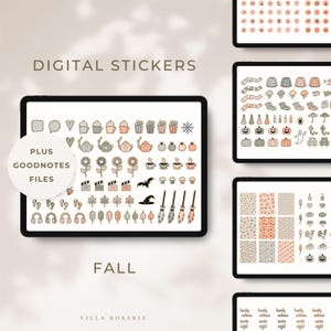 Fall Halloween Digital Stickers: GoodNotes Planner, Autumn Sticker Book (PNG Files)