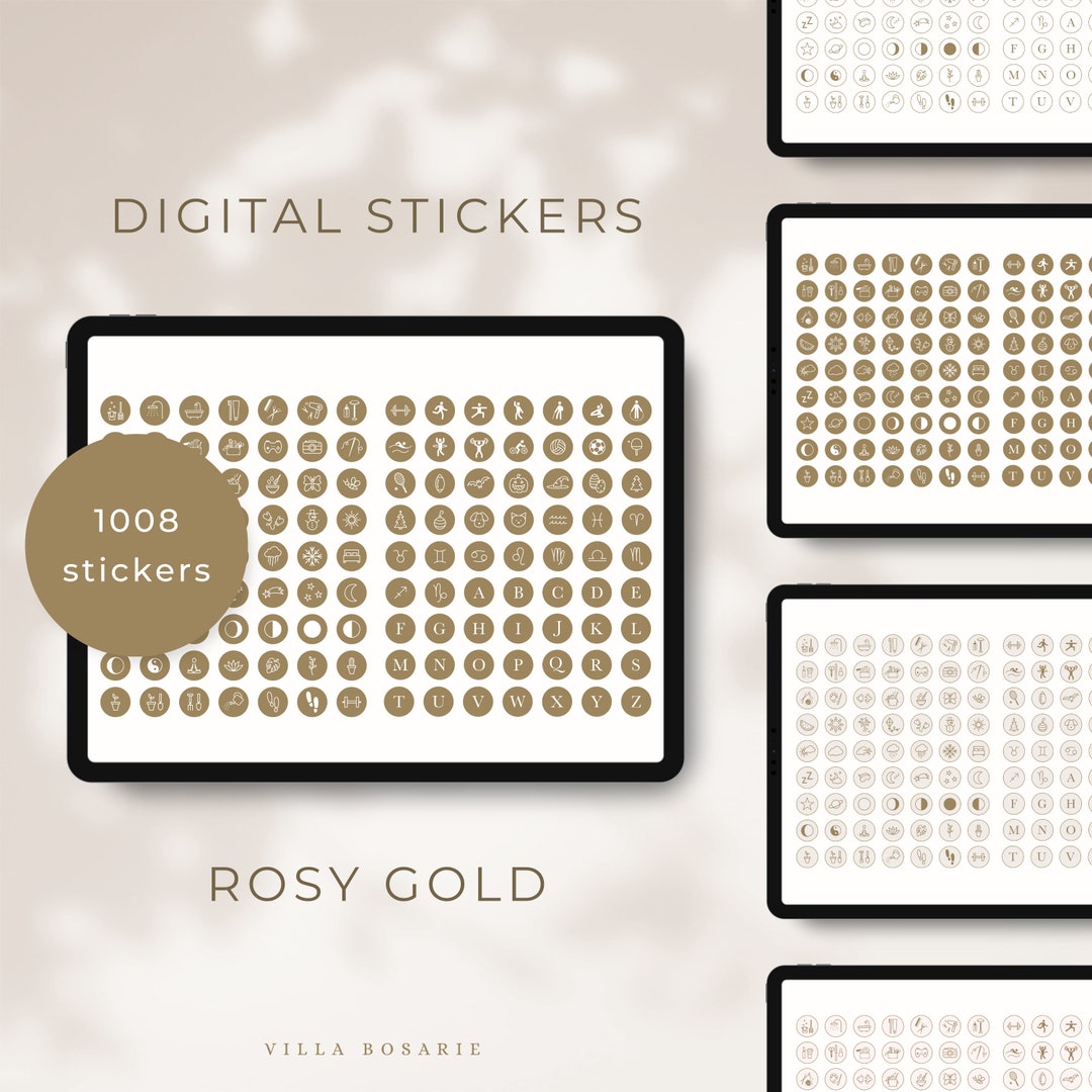 Golden Icon Stickers: Rosy Gold Digital Planner Stickers (goodnotes ...