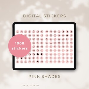 ピンクのプランナーステッカー、Goodnotes ステッカーブック、毎日のアイコン、上品なデザイン、デイリープランナーステッカー、ピンクの色合い