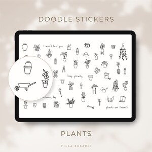 Hand-Drawn Plant Stickers | Digital Planner Stickers | Goodnotes Stickers Plants | SVG + PNG Files | Digital Sticker Bundle | Doodles