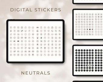 Neutral Digital Planner Stickers: GoodNotes Icons Black and White (Digital Download)