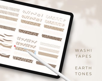 Pegatinas de cinta Washi digital Earth Tones: GoodNotes Planner (descarga digital)