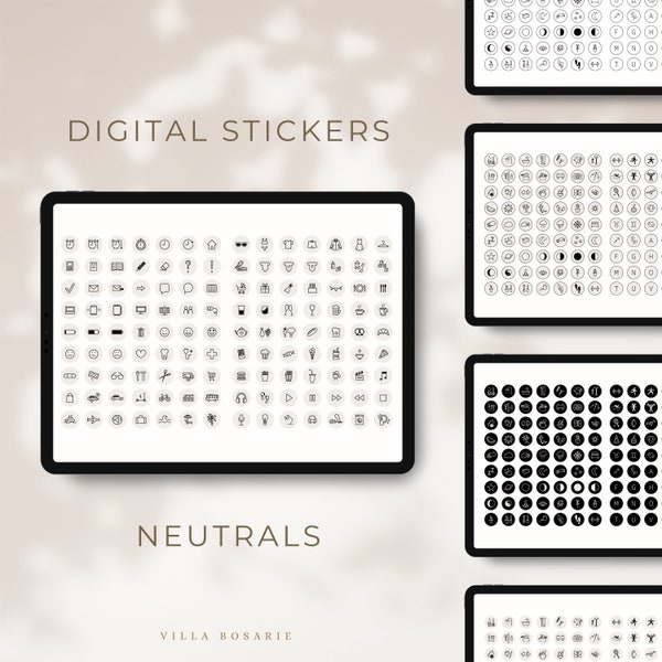Digital Planner Stickers for Everyday use, GoodNotes sticker book, digital sticker icons, classy design, digital stickers neutrals