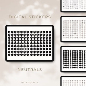 Digital Stickers round, Goodnotes Stickers, Digital Planner Stickers, Icons Sticker Pack Neutrals, for your digital iPad planner