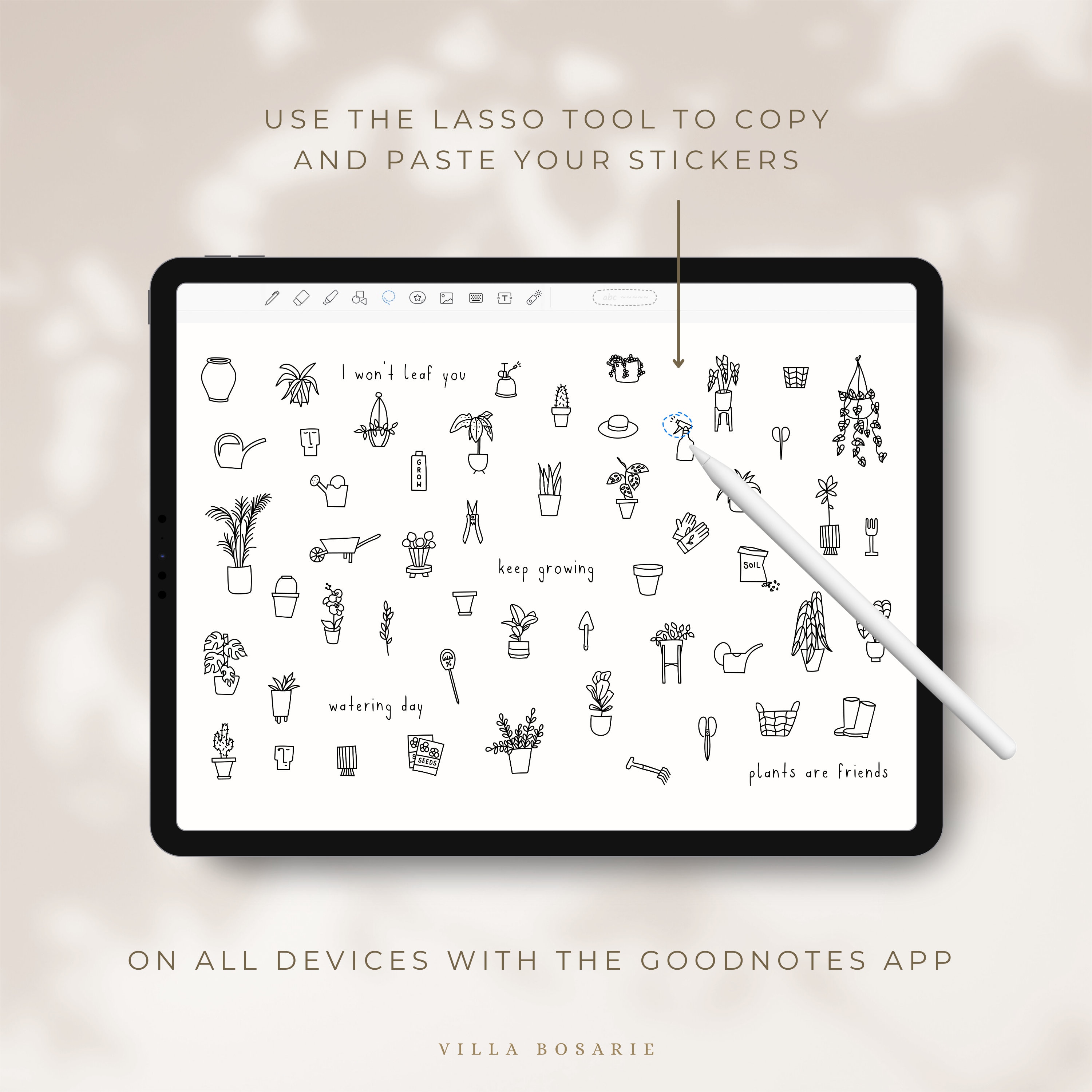 Hand-drawn Plant Stickers Digital Planner Stickers Goodnotes Stickers ...