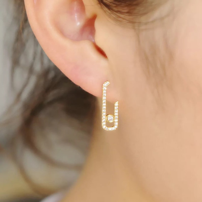 Earrings move messika style silver and gold