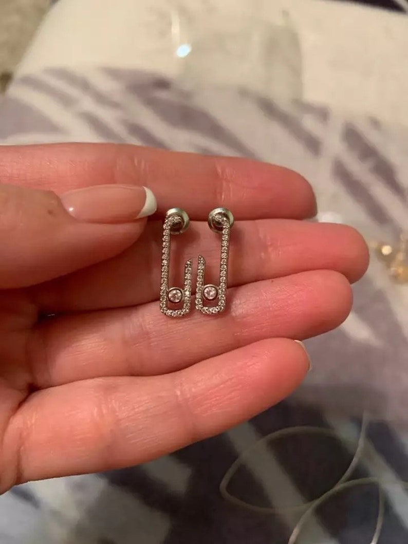 Earrings move messika style silver and gold