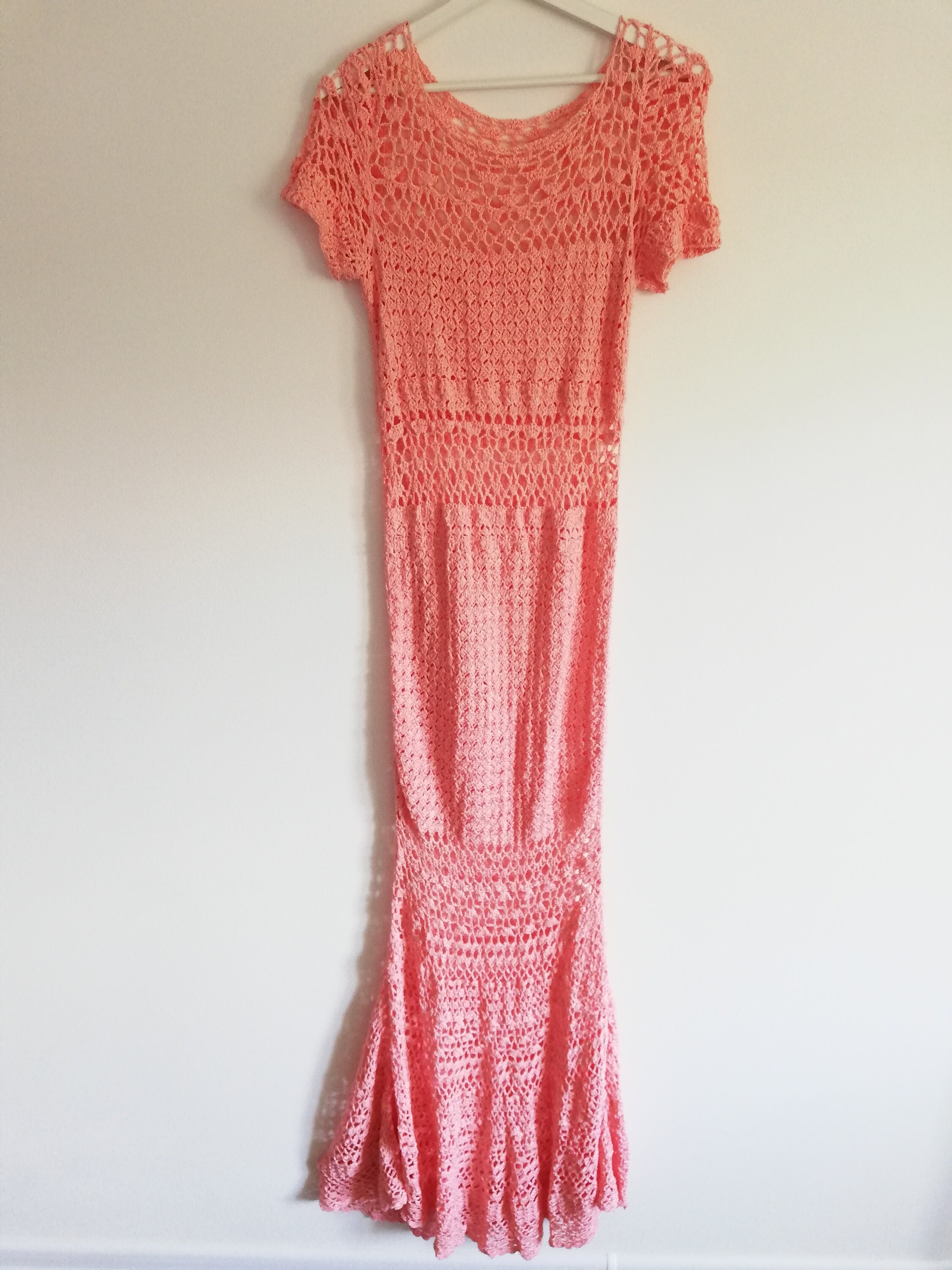 Long Crochet Rose Dress Wedding Beach Dress Romantic Crochet - Etsy