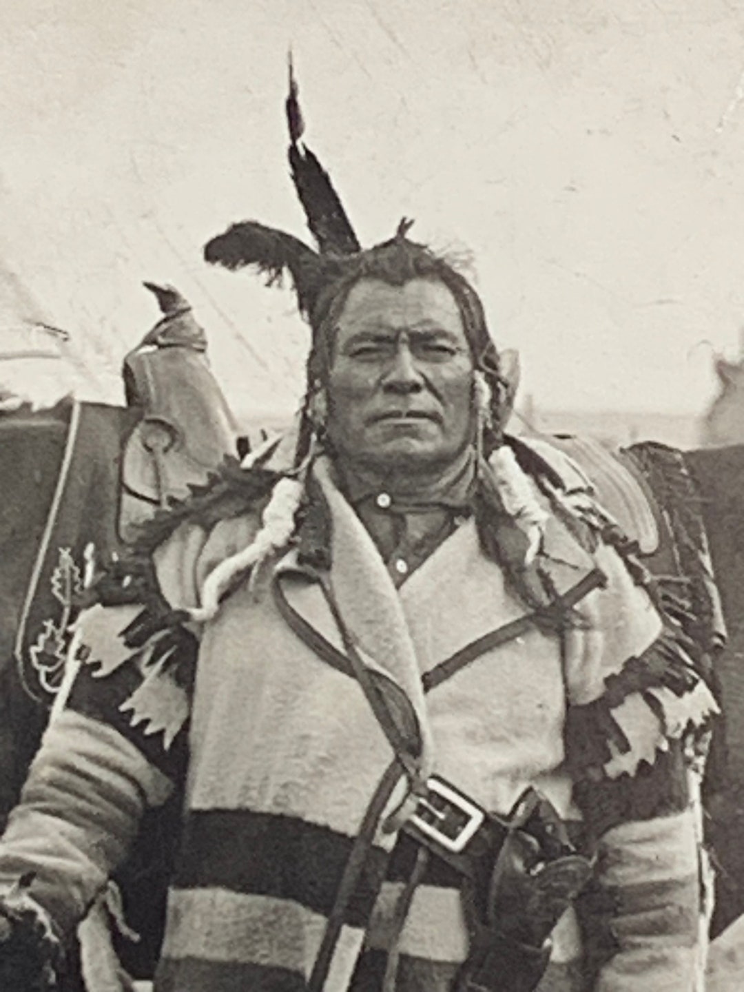 BEAR CHIEF Blackfeet Indian Stereoview c1907 Native American Horse