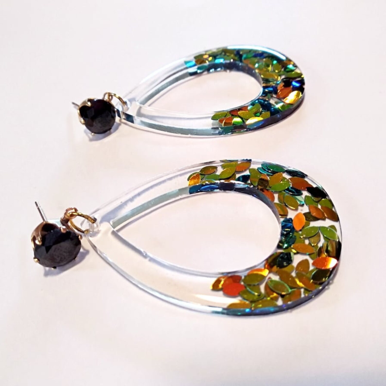 Handmade statement earrings by resin black Etsy
