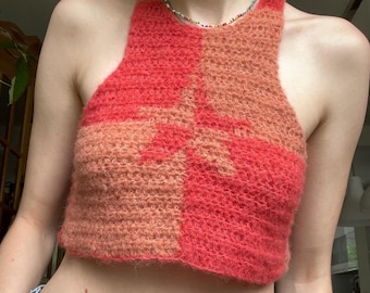 Subtle Star crochet top, crocheted top, star, checkered top, checkers, crocheted top, checked top, star