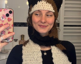 calico cat scarf crochet pattern PDF (digital item!)