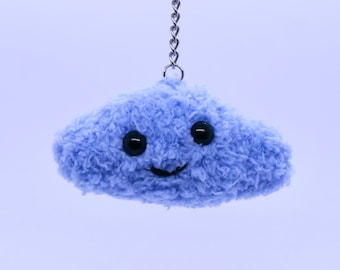 Fluffy crochet cloud keychain