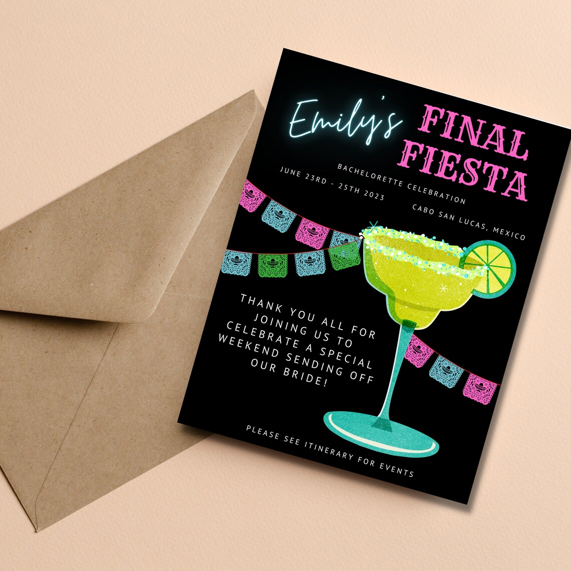 Final Fiesta Bachelorette Party Invitation Bachelorette Itinerary ...